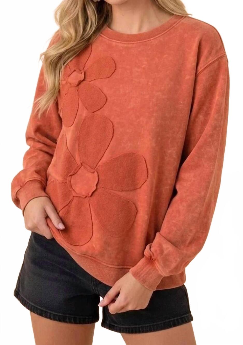 NEW HEIMISH USA soft knit pullover sweatshirt in terracotta
